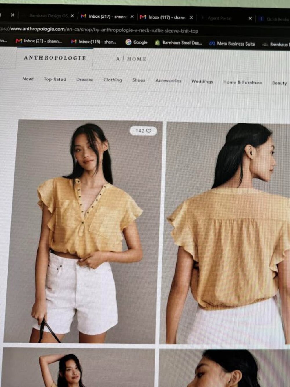 Anthropology V neck Ruffle sleeve Knit Size M